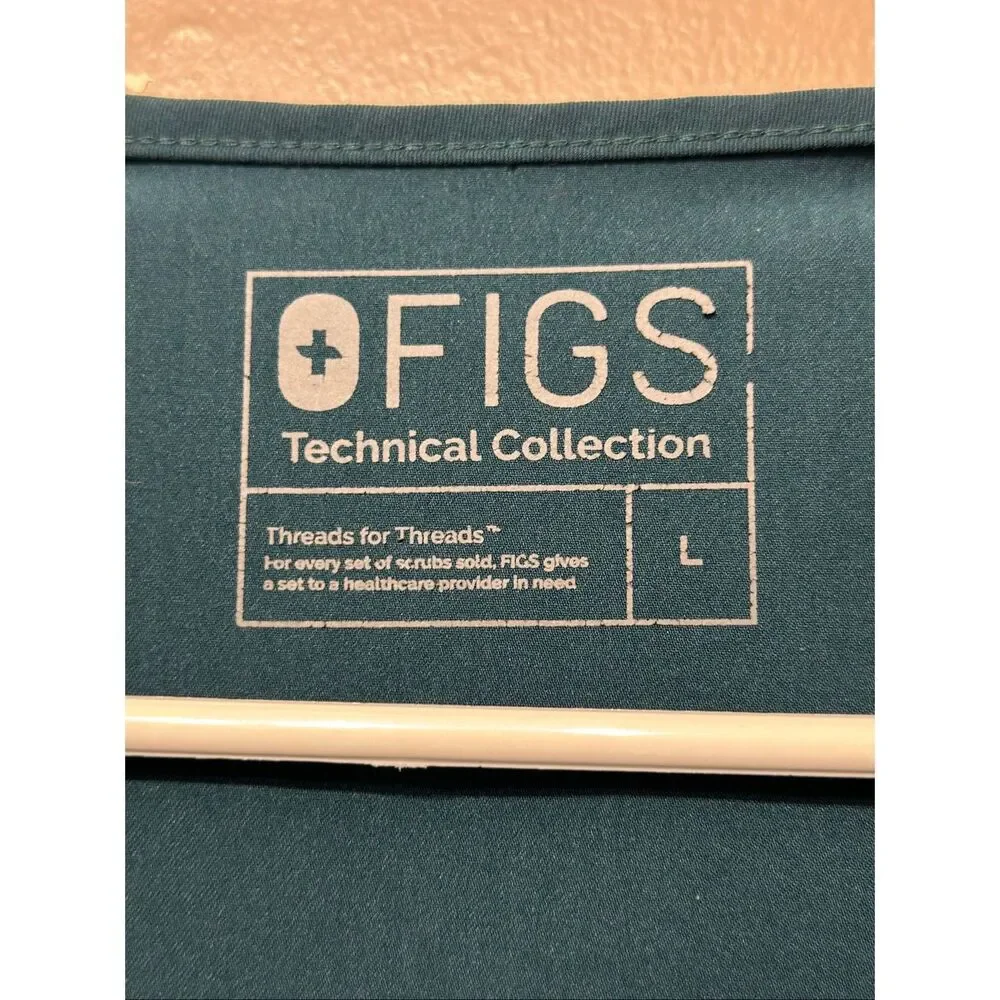 FIGS Limited Edition Casma 3 Pocket Caribbean Blue Medical Scrub Top Women's L - Picture 5 of 11